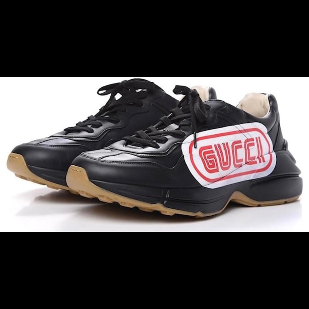 Gucci Rhyton Apollo Nero Leather Sneakers